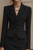 Black 2 Piece Single Breasted Pencil Midi Business Suits