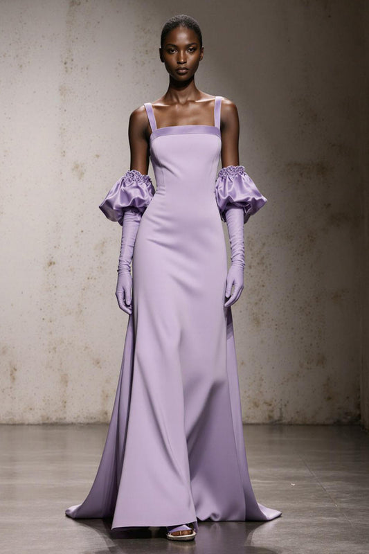 Light Purple Thick Straps Mermaid Long Formal Dress