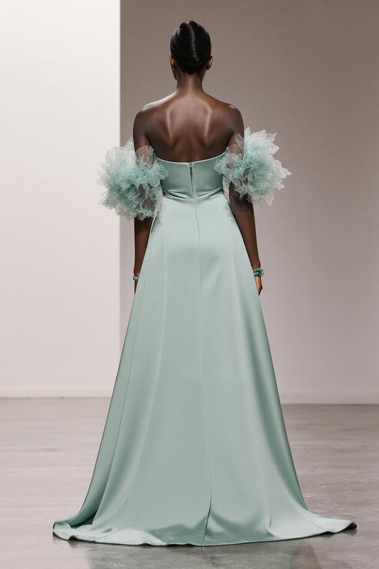 Mint Green Strapless Satin Mermaid Long Formal Dress