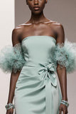 Mint Green Strapless Satin Mermaid Long Formal Dress
