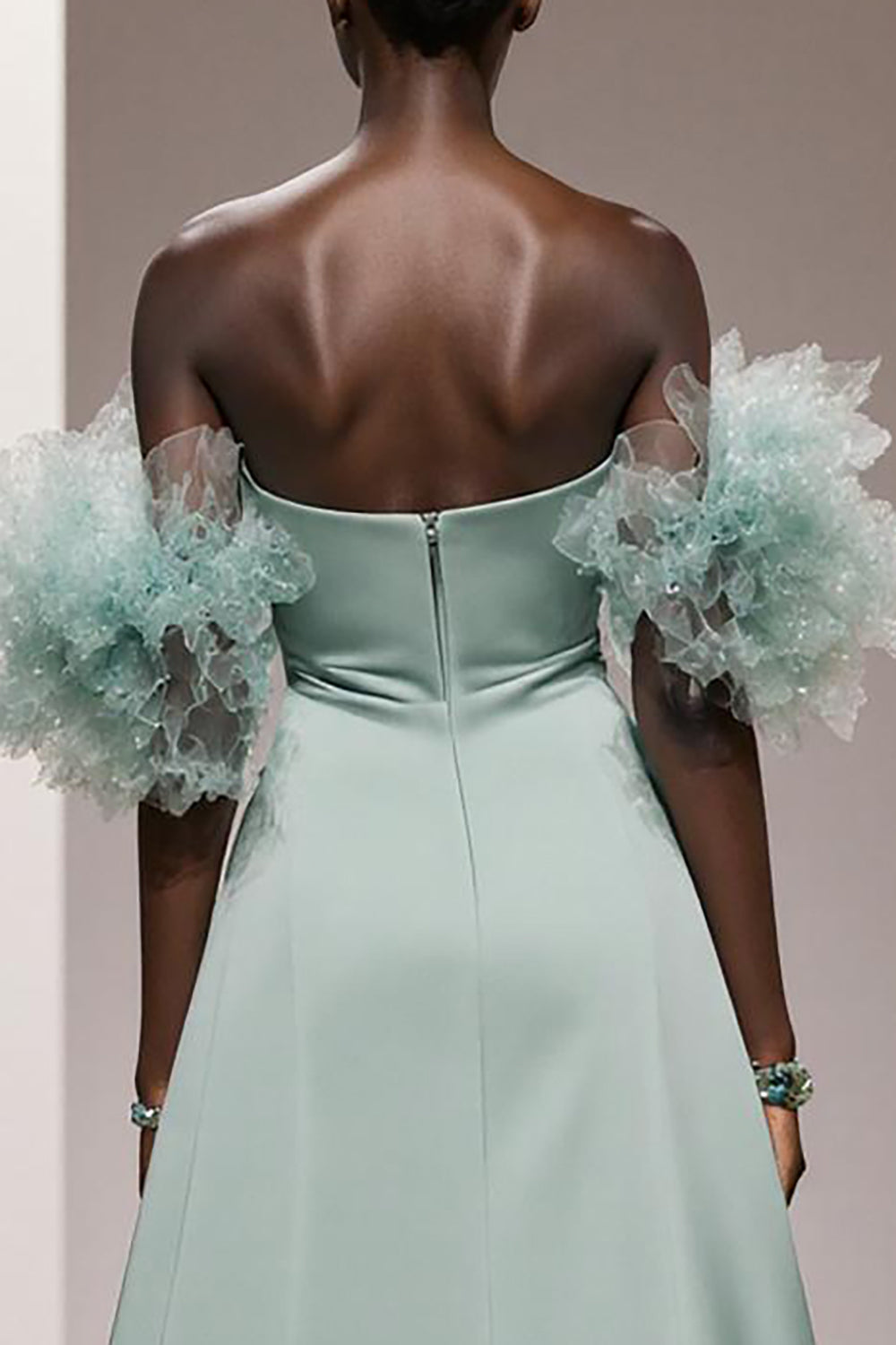 Mint Green Strapless Satin Mermaid Long Formal Dress