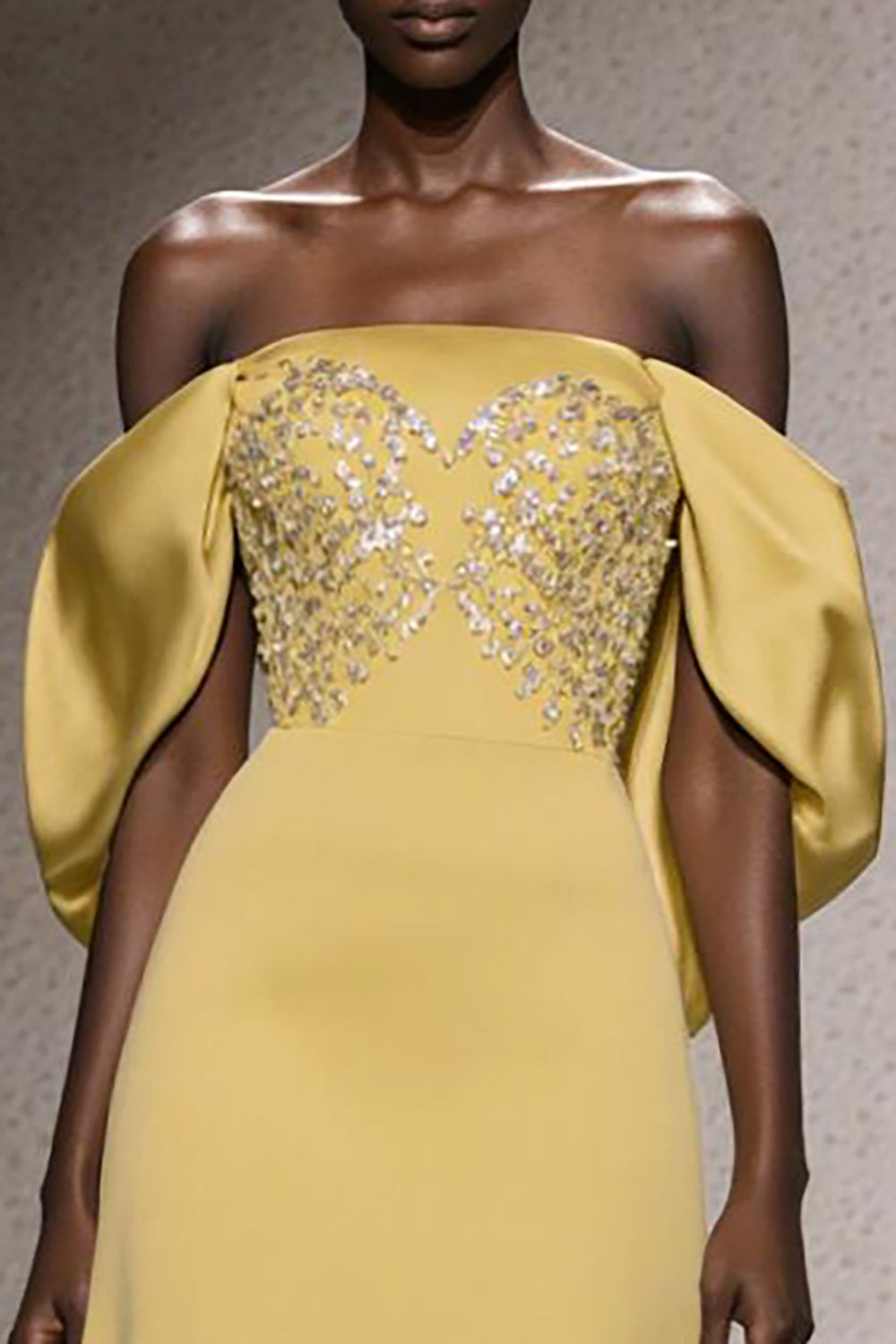 Sparkly Daffodil Off the Shoulder Mermaid Long Pageant Dress with Sequins