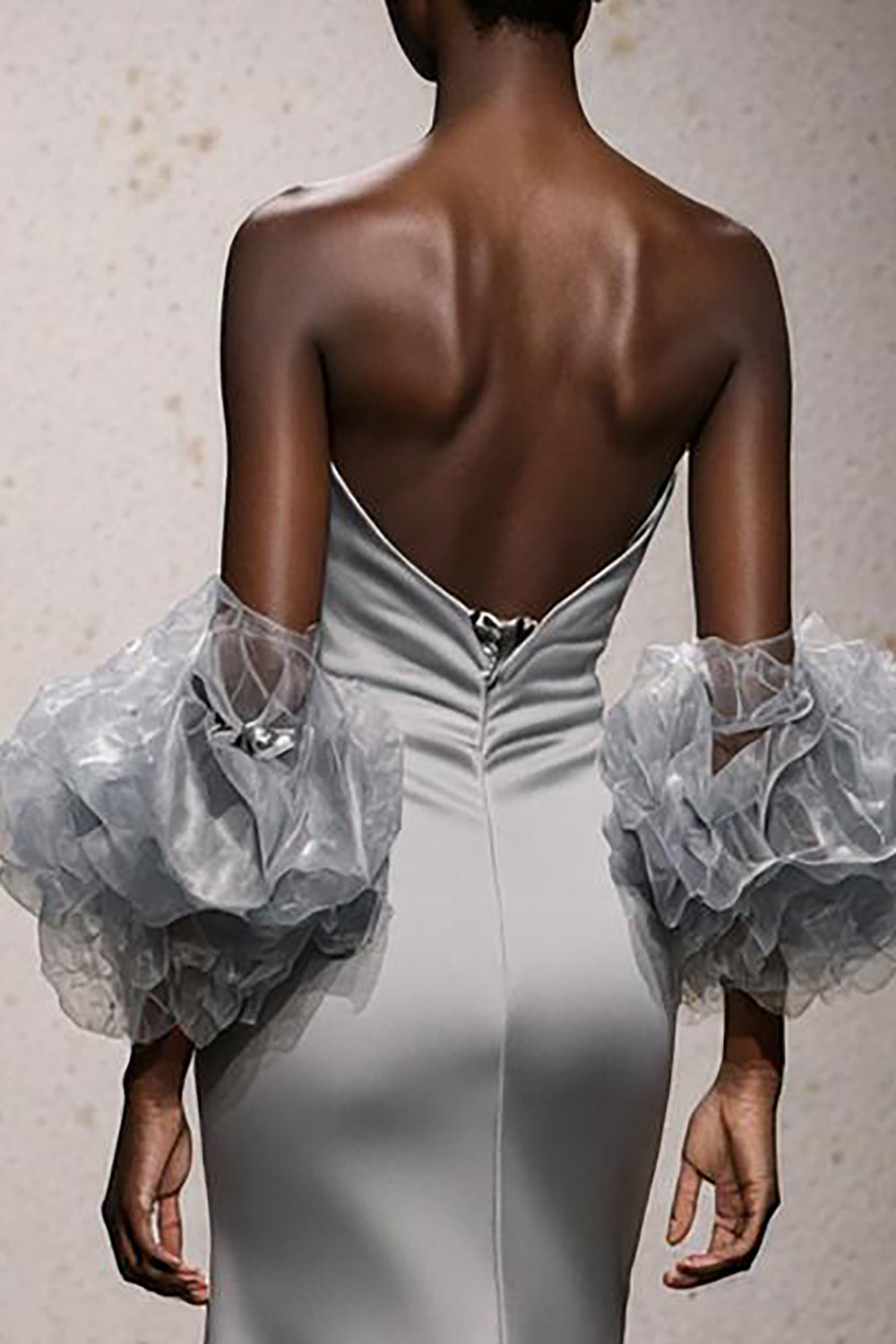 Silver Sweetheart Satin Ruched Mermaid Long Formal Dress