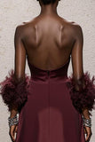 Burgundy Sweetheart Satin Ruched Mermaid Long Formal Dress