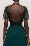 Dark Green Sweetheart Satin Mermaid Long Formal Dress with Sleeves
