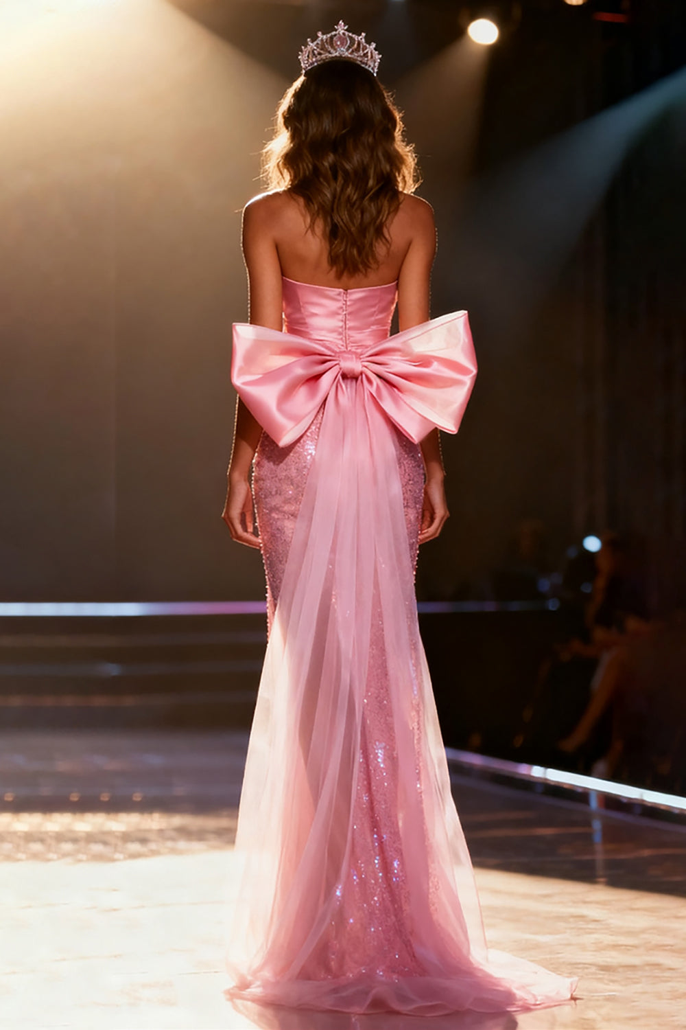 Zapakasa Women Sparkly Light Pink Sequin Long Pageant Dress with Bow Mermaid Strapless Prom Dress with Slit Zapakasa Women Sparkly Light Pink Sequin Long Pageant Dress with Bow Mermaid Strapless Prom Dress with Slit