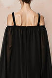 Black Mermaid Velvet Cold Shoulder Long Formal Dress