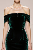 Simple Dark Green Velvet Mermaid Long Formal Dress