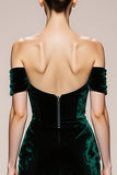 Simple Dark Green Velvet Mermaid Long Formal Dress