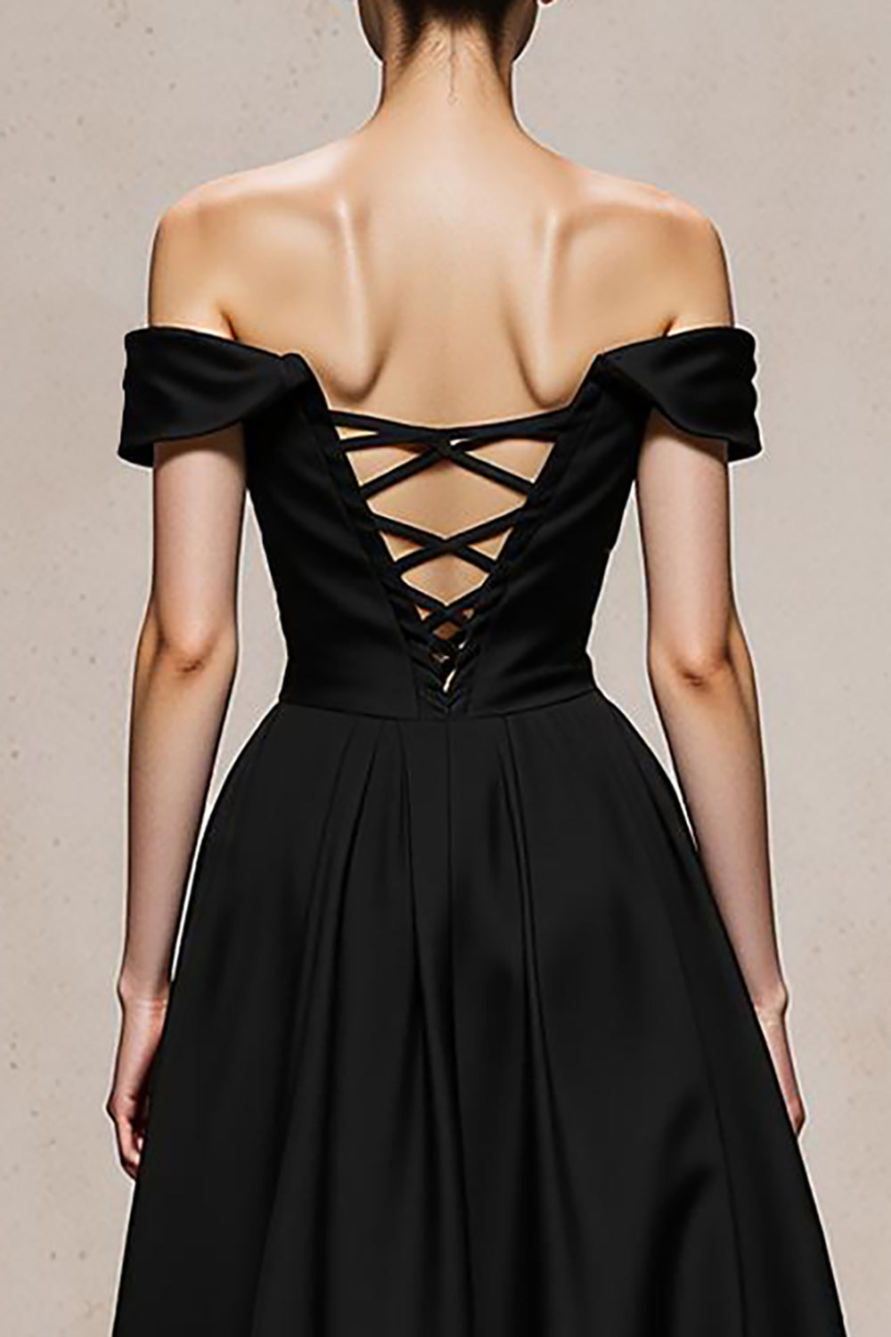 Black and White Satin Patchwork A Line Long Formal Dress