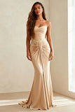 Ivory Mermaid Ruched Long Formal Dress
