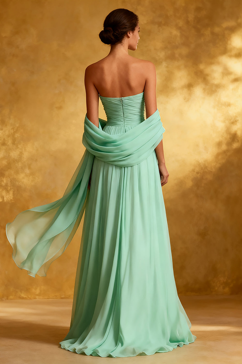 Zapakasa Women Sparkly Mint Green Chiffon Long Formal Dress with Shawl Strapless A Line Evening Dress with Beading Zapakasa Women Sparkly Mint Green Chiffon Long Formal Dress with Shawl Strapless A Line Evening Dress with Beading