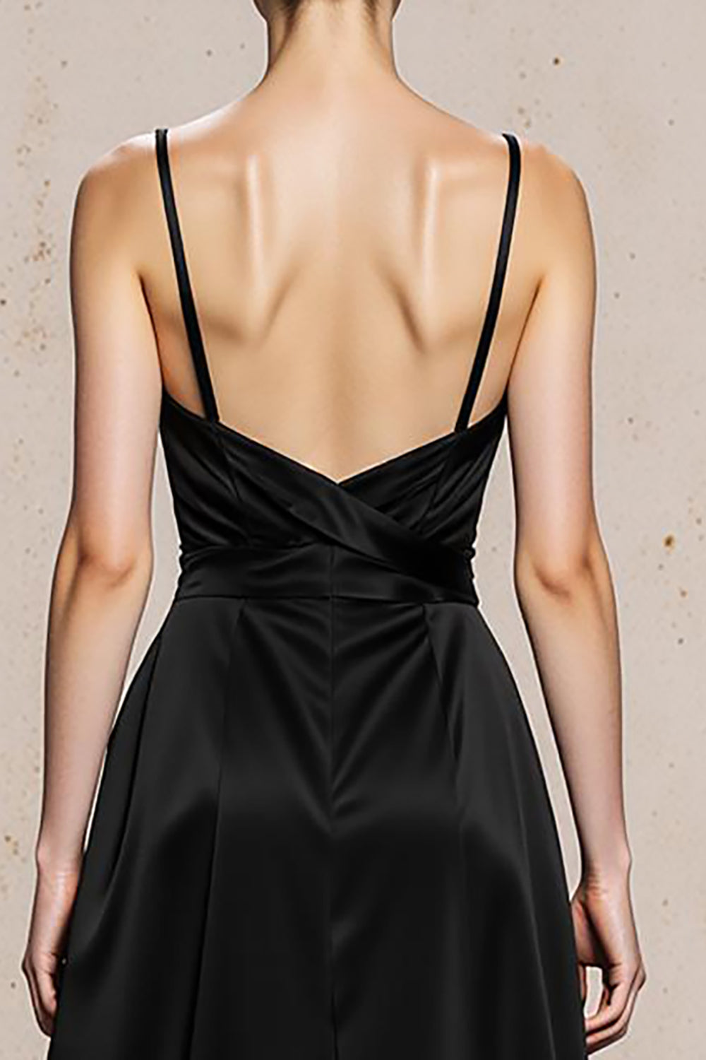 Black and White Satin Spaghetti Straps Long Formal Dress