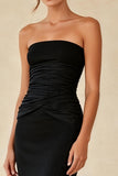 Simple Black Mermaid Strapless Long Formal Dress