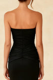 Simple Black Mermaid Strapless Long Formal Dress