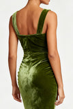 Simple Olive Mermaid Velvet Long Formal Dress