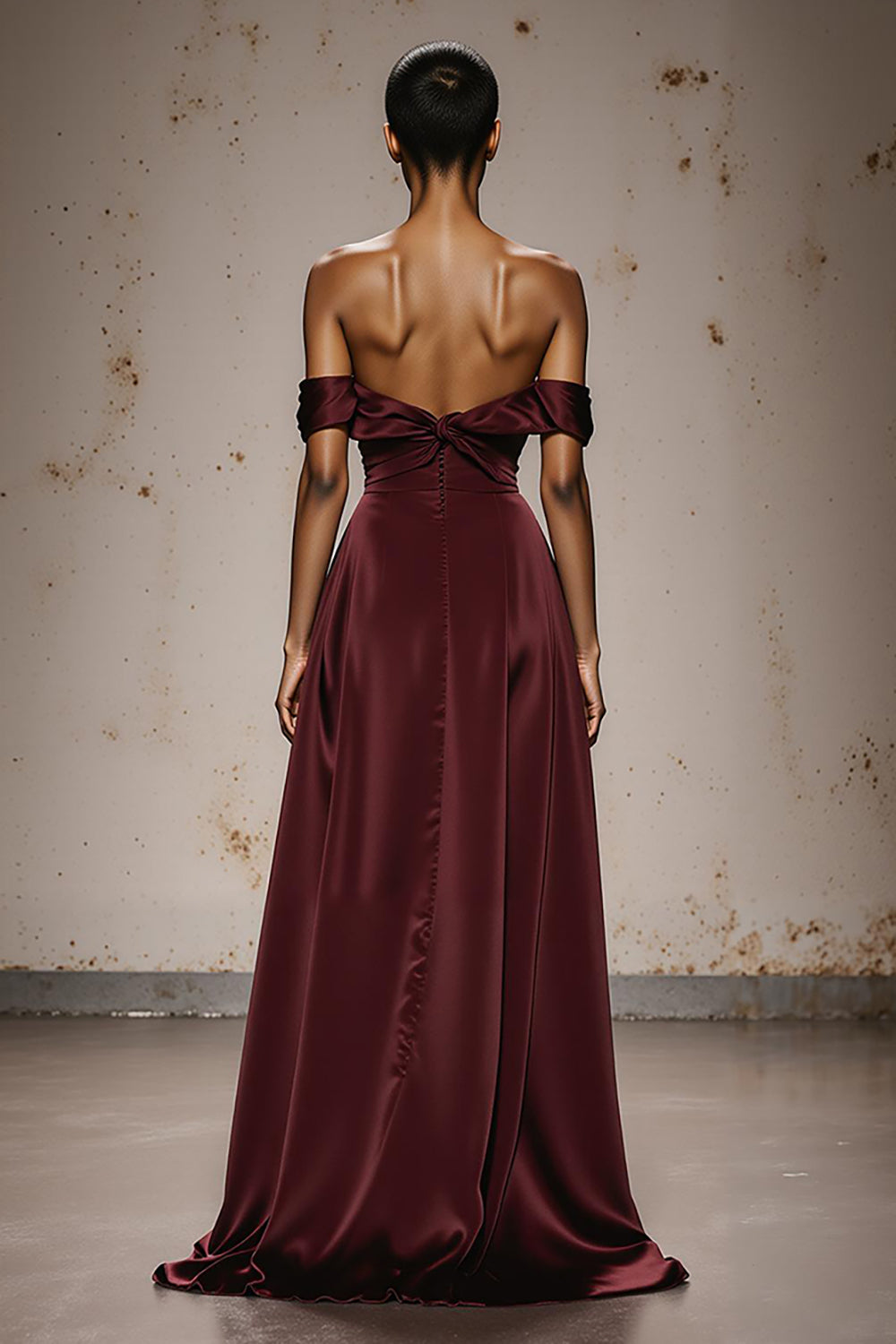 Burgundy Off the Shoulder Sheath Satin Sweetheart Long Formal Dress