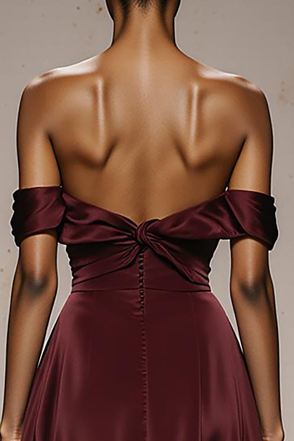 Burgundy Off the Shoulder Sheath Satin Sweetheart Long Formal Dress