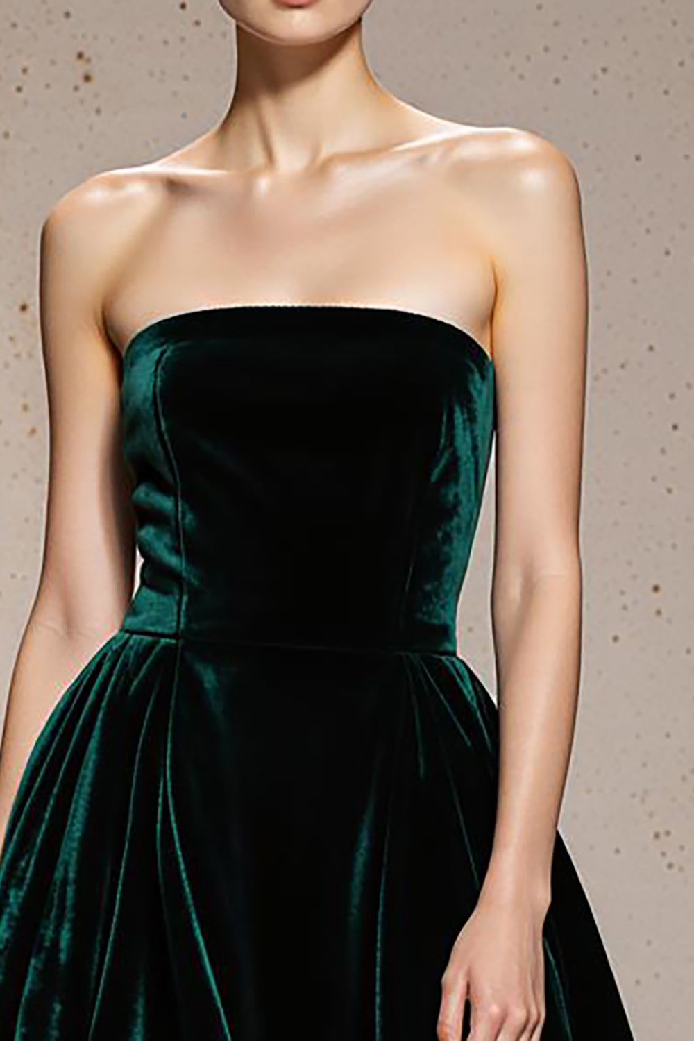 Dark Green Velvet A Line Strapless Long Holiday Party Dress with Slit