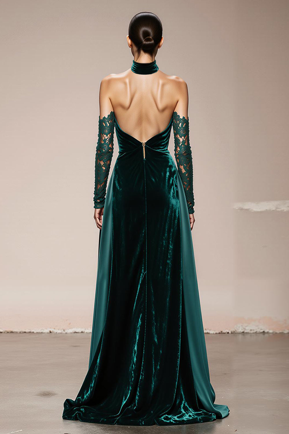 Dark Green Velvet Halter Long Holiday Party Dress with Slit Dark Green Velvet Halter Long Holiday Party Dress with Slit