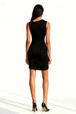 Simple Black Bodycon Asymmetrical Short Cocktail Dress