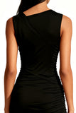Simple Black Bodycon Asymmetrical Short Cocktail Dress