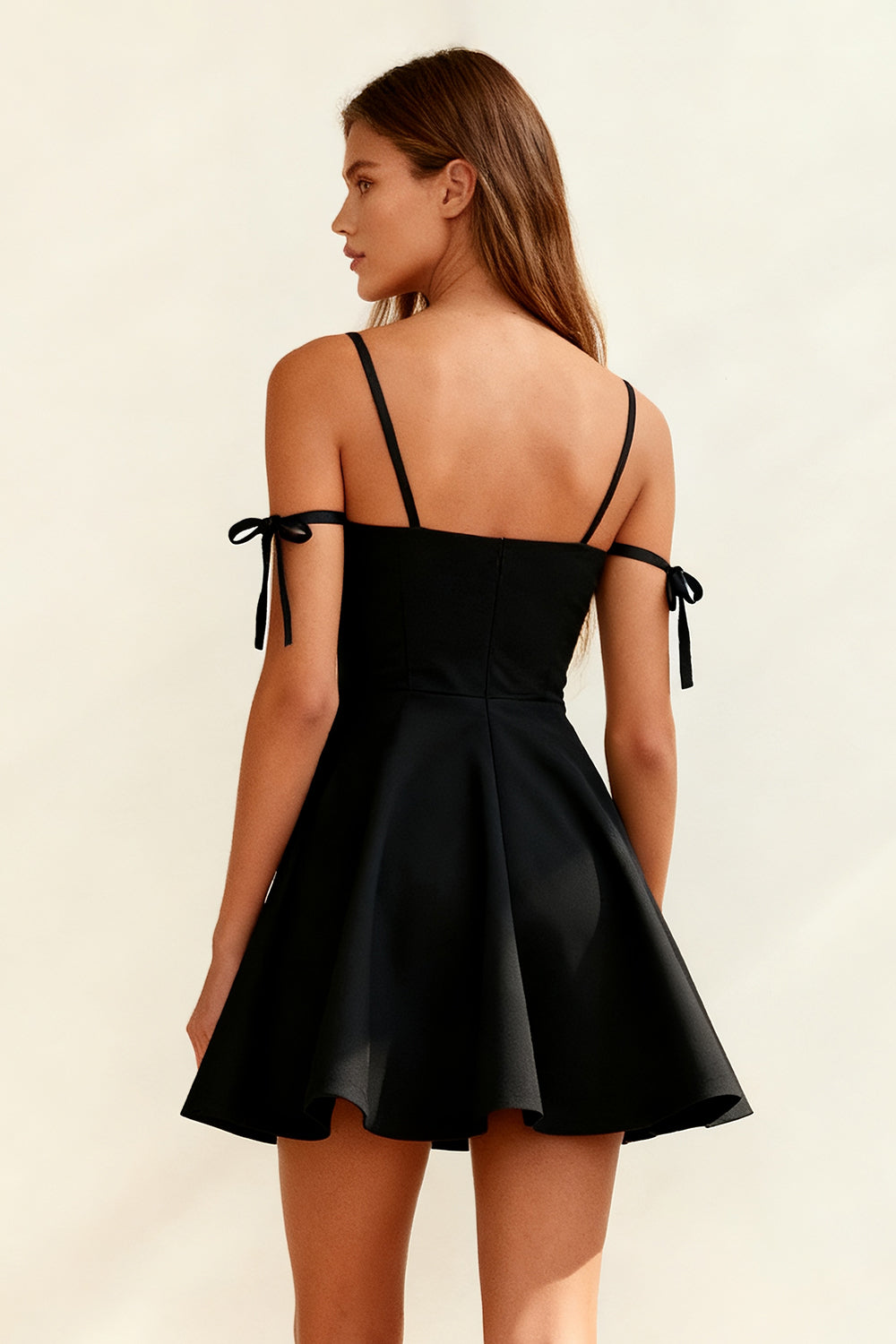 Black Spaghetti Straps A Line Short Cocktail Dress