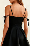Black Spaghetti Straps A Line Short Cocktail Dress