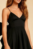 Black A Line Spaghetti Straps Short Cocktail Dress with Bow