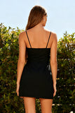 Black Spaghetti Straps Tight Short Cocktail Dress with Bows