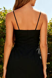 Black Spaghetti Straps Tight Short Cocktail Dress with Bows