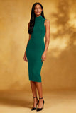 Black Bodycon High Neck Midi Cocktail Dress