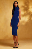 Black Bodycon High Neck Midi Cocktail Dress
