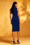 Black Bodycon High Neck Midi Cocktail Dress
