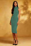 Black Bodycon High Neck Midi Cocktail Dress
