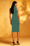 Black Bodycon High Neck Midi Cocktail Dress
