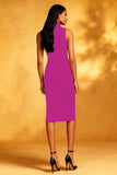 Black Bodycon High Neck Midi Cocktail Dress
