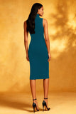Black Bodycon High Neck Midi Cocktail Dress