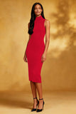 Black Bodycon High Neck Midi Cocktail Dress