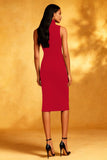Black Bodycon High Neck Midi Cocktail Dress