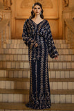 Sparkly Navy Sheath V-Neck Sequins Long Sleeves Mother of the Bride Dress