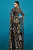 Sparkly Black Golden Mermaid Boat Neck Long Sleeves Mother of the Bride Dress with Cape
