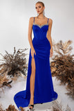 Sparkly Black Spaghetti Straps Mermaid Long Prom Dress with Side Cape