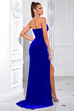 Sparkly Black Mermaid Corset Long Prom Dress with Slit