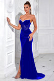 Sparkly Black Mermaid Corset Long Prom Dress with Slit