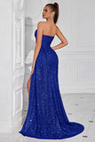 Sparkly Burgundy Sequin Sweetheart Long Prom Dress with Side Cape