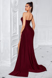 Black Mermaid One Shoulder Ruched Long Prom Dress with Slit