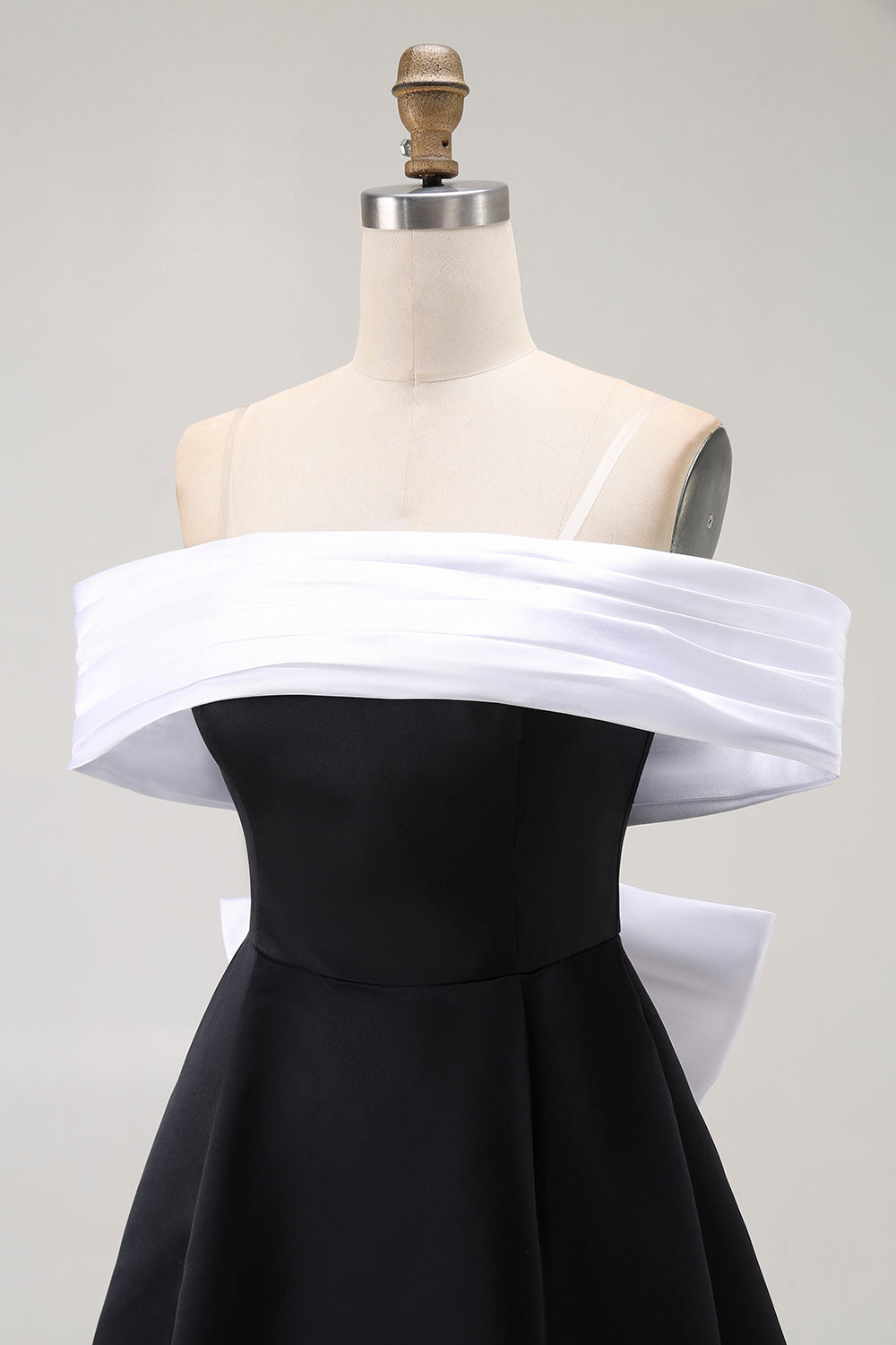 Zapakasa Women Black Satin Short Homecoming Dress with Bow Off the Shoulder A Line Cocktail Dress Zapakasa Women Black Satin Short Homecoming Dress with Bow Off the Shoulder A Line Cocktail Dress