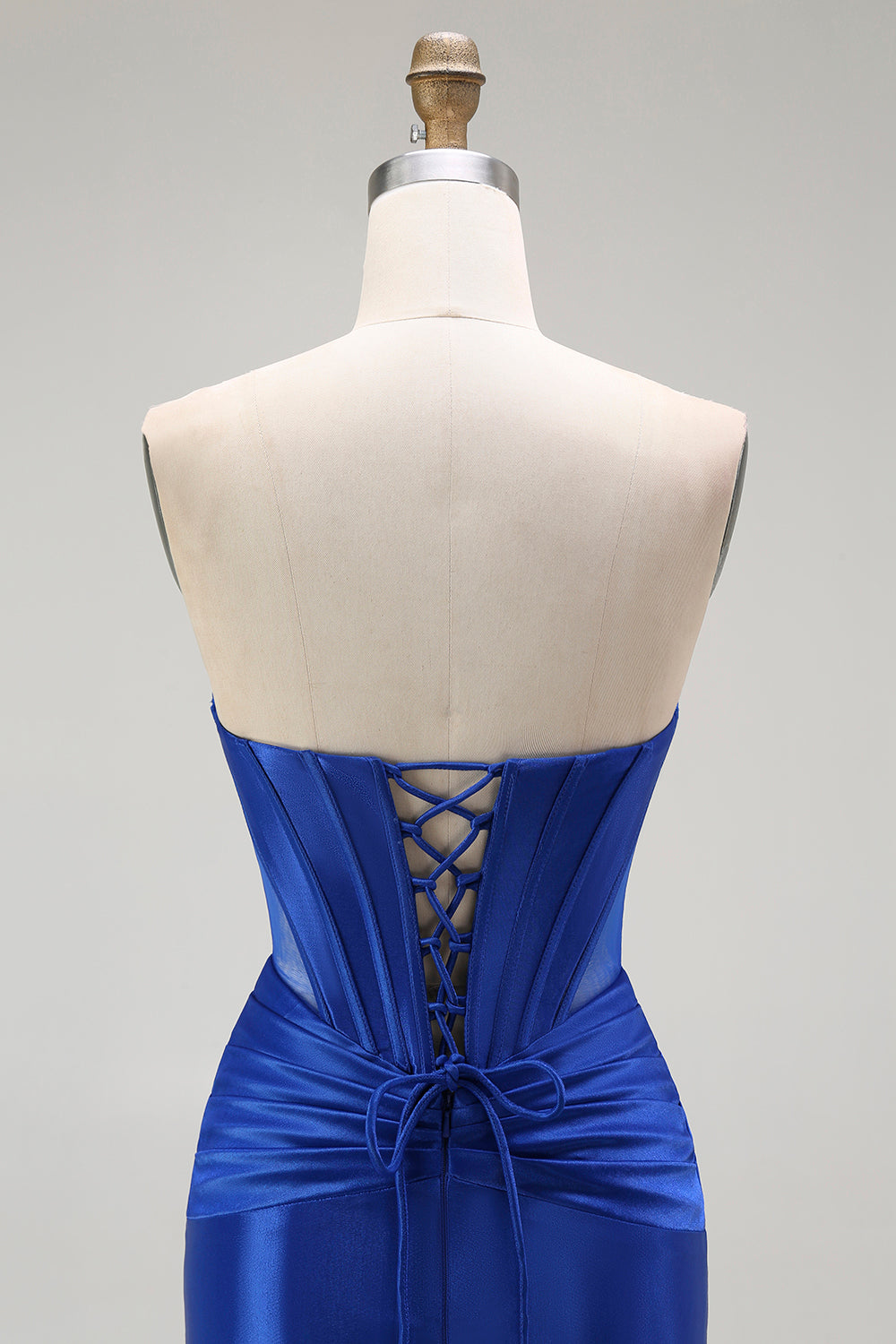 Sparkly Royal Blue Mermaid Corset Long Prom Dress with Beading