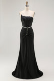 Sparkly Black Strapless Corset Mermaid Long Prom Dress
